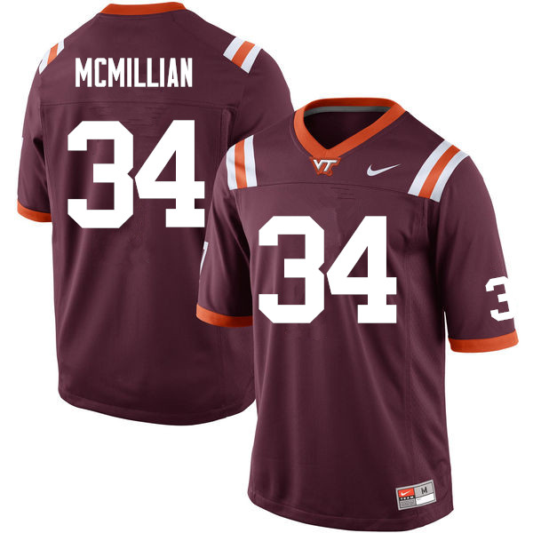 Men #34 Travon McMillian Virginia Tech Hokies College Football Jerseys Sale-Maroon